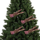 Kit Passarinho Natal Penas Pérolas Rosê 16cm 4 Unidades - Mag