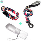 Kit Passeio Madog Triângulo M: Coleira, Guia + Garrafa Água