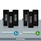 Kit Pen Drive 48GB(usb 3.0)  3pcs + 64GB(usb 3.0)  3pcs Mitsu