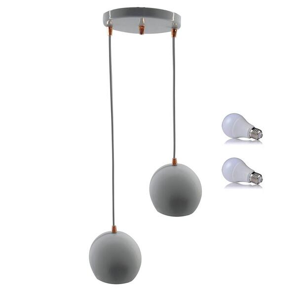 Kit Pendente Bola Branco/cobre /2 3002 + Lamp
