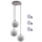 Kit Pendente Bola Branco/cobre /3 3003 + Lamp