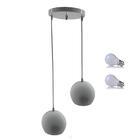 Kit Pendente Bola Branco/cromado /2 3002 + Lamp