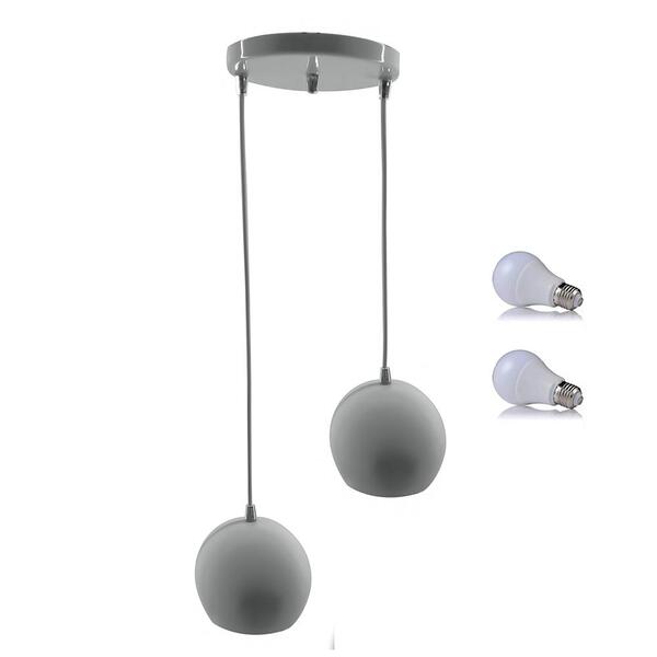 Kit Pendente Bola Branco/cromado /2 3002 + Lamp