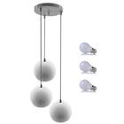 Kit Pendente Bola Branco/cromado /3 3003 + Lamp