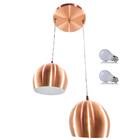 Kit Pendente Bola Cobre Escovado /2 3002 + Lamp