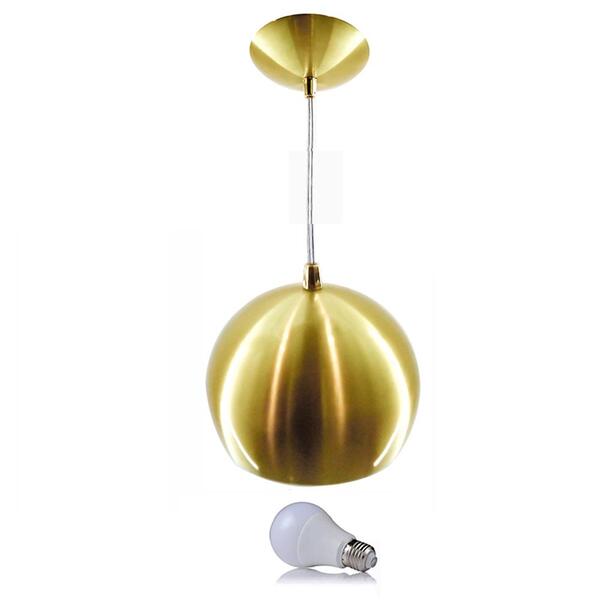 Kit Pendente Bola Dourado Escovado /1 3001 + Lamp