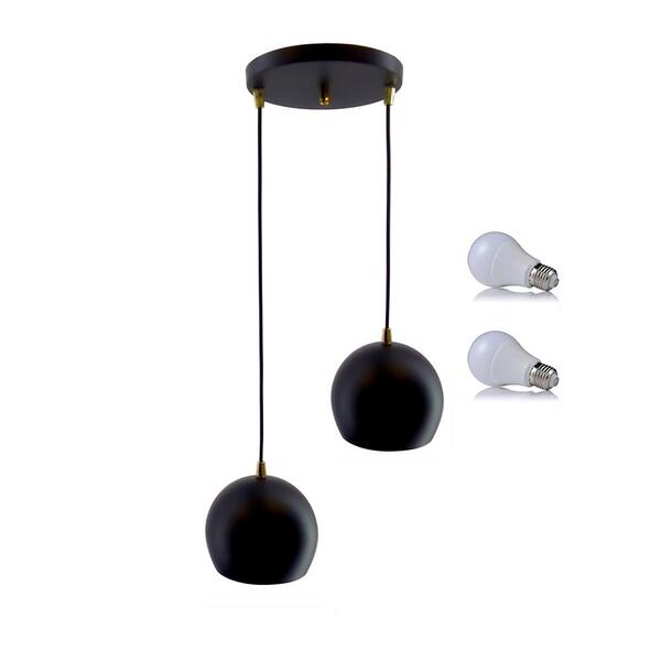 Kit Pendente Bola Preto/dourado /2 3002 + Lamp