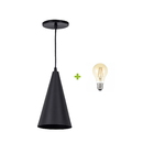 Kit Pendente Cone Luz Vita e Lâmpada LED de Filamento Luz Âmbar Elgin