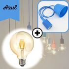 Kit Pendente Led Soquete E27 Colorido Azul + Lâmpada Filament