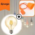 Kit Pendente Led Soquete E27 Colorido Laranja + Lâmpada Filam