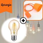 Kit Pendente Led Soquete E27 Colorido Laranja + Lâmpada Filam