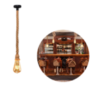 Kit Pendente Lustre Luminária Vintage Corda Sisal Retro Rústi