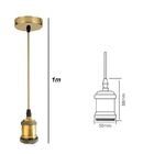 Kit Pendente Soquete E27 Retro Vintage Dourado + Lâmpada Fila