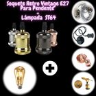 Kit Pendente Soquete E27 Retro Vintage Vermelho Antigo + Lâmp