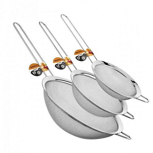 Kit Peneiras Em Aço Inox 12, 14 E 20cm - Origina Line