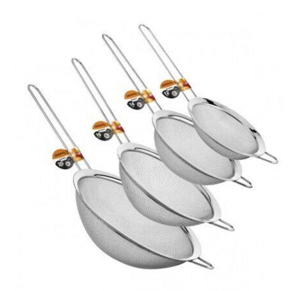 Kit Peneiras Em Aço Inox 4 Peças 12, 14, 16 E 20cm