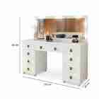 Kit Penteadeira E Banqueta Camarim Com Espelho 9 Gavetas Eloa