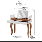 Kit Penteadeira Retrô + Banqueta Luna Pés Madeira Luiz Xv Mad