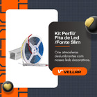 Kit Perfil de Alumínio Embutir 2m 25mm com Fita LED 14W e Fon