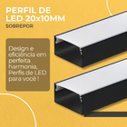 Kit Perfil De Led 20x10mm Sobrepor 2m + Fita Led + Fonte 5a P