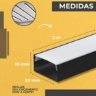 Kit Perfil De Led 20x10mm Sobrepor 2m + Fita Led + Fonte 5a P