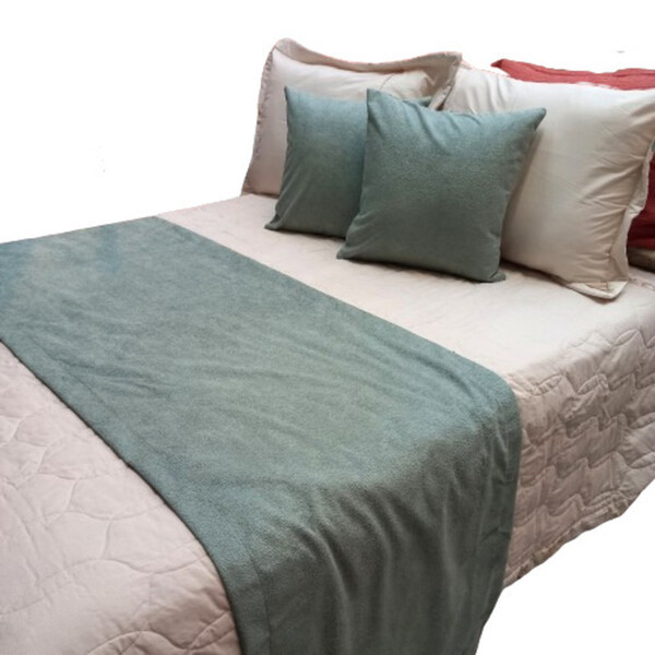 Kit Peseira Boucle King Com 2 Capas De Almofada  Erva Doce