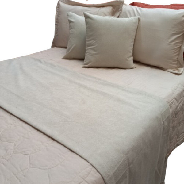 Kit Peseira Boucle King Com 2 Capas De Almofada  Marfim