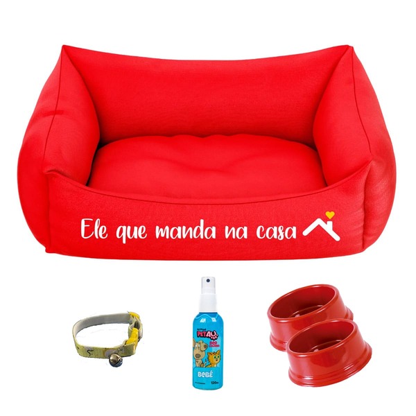 Kit Pet Com Cama Cachorro Gato M 57x37 Manda Na Casa
