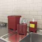 Kit Pia 3 Peças Lixeira Dispenser Porta Talher Cozinha - Stolf