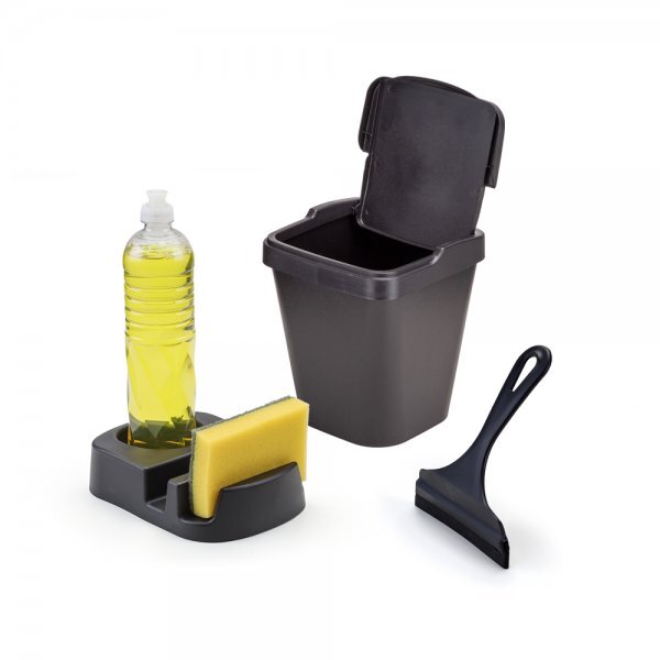 Kit Pia Elegance C/ Porta Detergente E Esponja, Rodinho De Pi