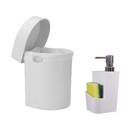 Kit Pia Lixeira + Dispenser Branco Para Detergente E Esponja