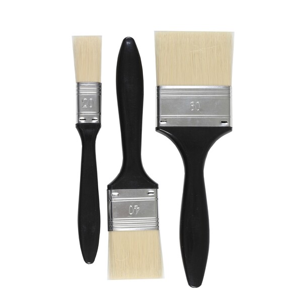 Kit Pincel para Pintura Universal 20mm 40mm 60mm Preto 3 Unidades