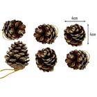 Kit Pinha Natural De Natal Glitter Dourado 4cm 18 Peças - Mag