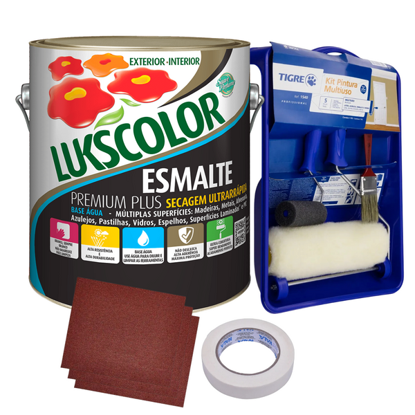 Kit Pintura Profissional Tinta 3,6l Fita Lixa Bandeja Complet