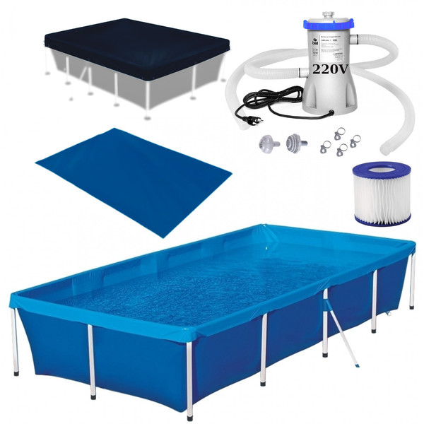 kit piscina 3000 lts capa forro bomba filtrante 220v 3028 litros por hora