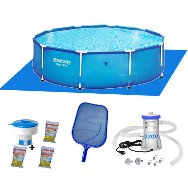 Kit Piscina 4678 Litros Redonda Estrutural Bomba Filtrante 220v Forro Cloro Flutuador Leroy Merlin