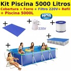 Kit Piscina 5000 L Premium Com Capa + Forro + Bomba Filtro 22