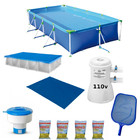 Kit Piscina 5000 Litros + Capa + Forro + Filtro 110v + Cloro