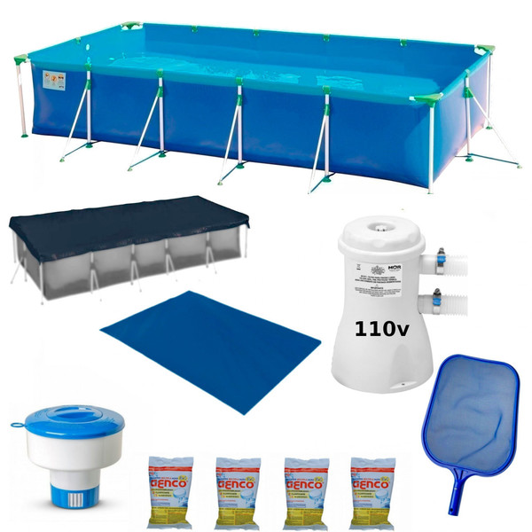Kit Piscina 7600 L Capa Forro Filtro 110v Cloro Peneira Flutuador Leroy Merlin