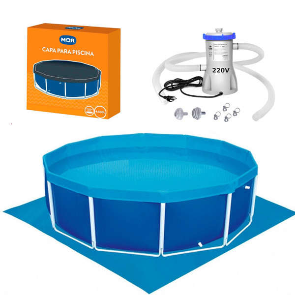 Kit Piscina Circular Estrutural 4500 L Capa Forro Filtro 3028 L H 220v Mor Leroy Merlin