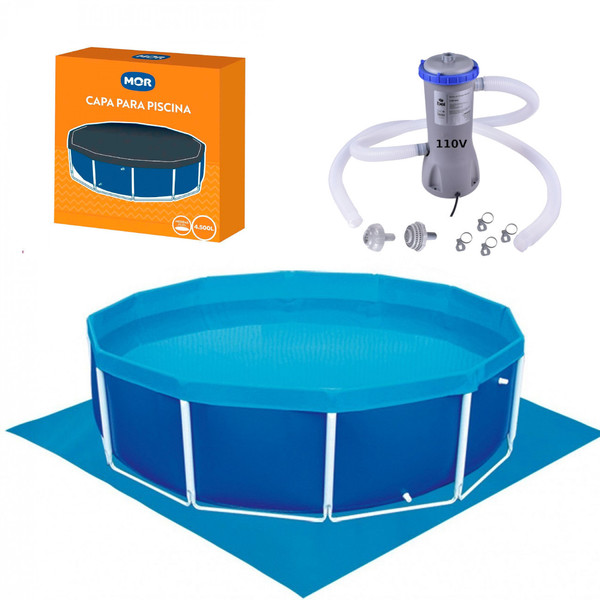 Kit Piscina Circular Estrutural 4500 L Capa Forro Filtro 3028 L H 110v Mor Leroy Merlin