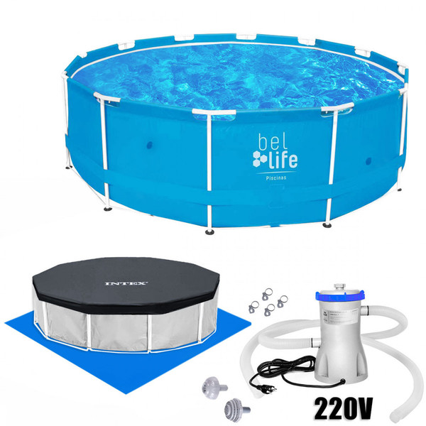 Kit Piscina De Armacao 10 000 Litros Capa E Forro Bomba Filtrante 220v Leroy Merlin