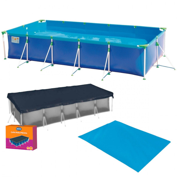 Kit Piscina De Armacao Retangular Premium 7600 Litros Capa Forro Leroy Merlin