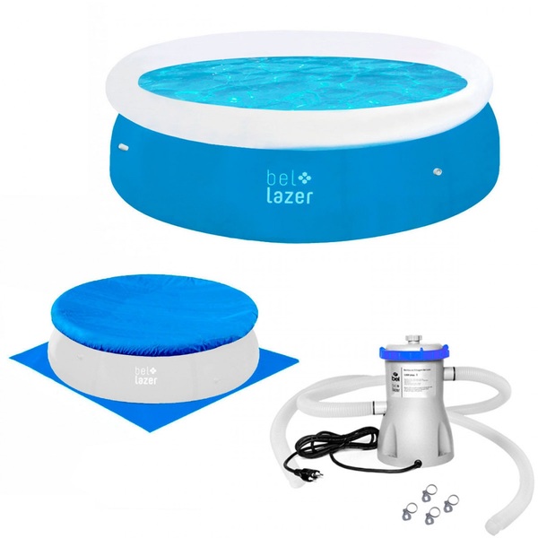 Kit Piscina Inflavel 4600 Litros Bomba Filtrante 110v Capa E Forro Em Rafia Leroy Merlin