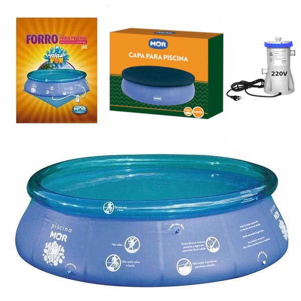 Kit Piscina Inflavel 4600 Lts Filtro 220v 3028 L H Forro Capa Leroy Merlin