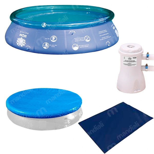 Kit Piscina Inflavel 6700 L Capa Em Rafia Forro Filtro 220v Mor Leroy Merlin