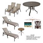 Kit Piscina Jogo Mesa 4 Cadeiras Aluminio + Espreguiçadeiras