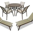 Kit Piscina Mesa Com 4 Cadeiras 2 Espreguiçadeiras Aluminio