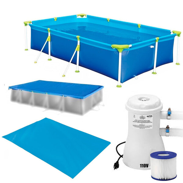 Kit Piscina Retangular Premium 3700 L + Capa + Forro + Filtro