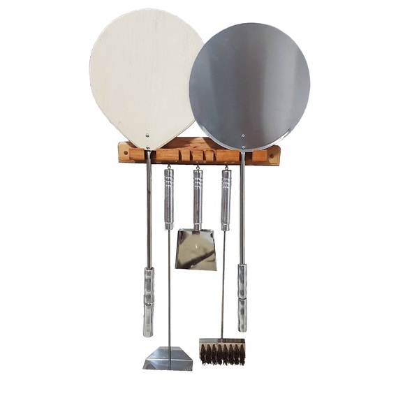 Kit Pizza Profissional 6 Peças Pás De 40cm Suporte Madeira